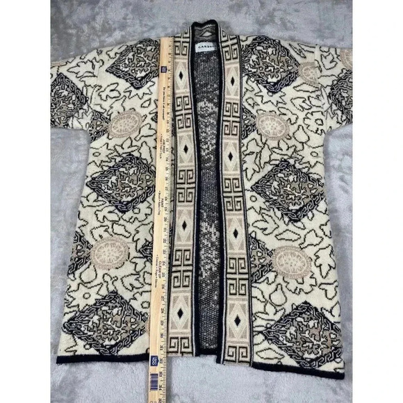 Carducci Retro Boho Knit Cardigan with Geometric and Floral Patterns Size Large - Picture 8 of 8